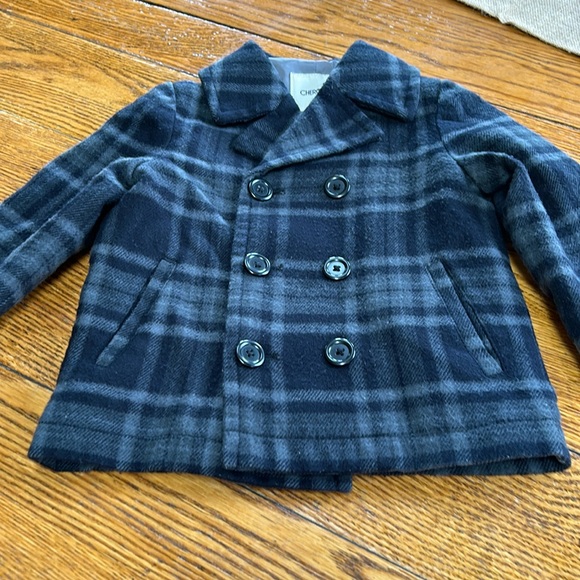 5/$25🦋 Cherokee brand plaid double breasted pea coat, size 3T. Good condition. - Picture 1 of 7